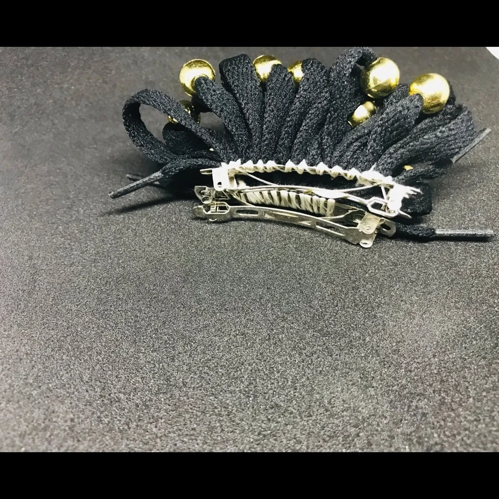 Vintage Black Deadstock ShoeString ShoeLace Bow Clips rare true vintage last one